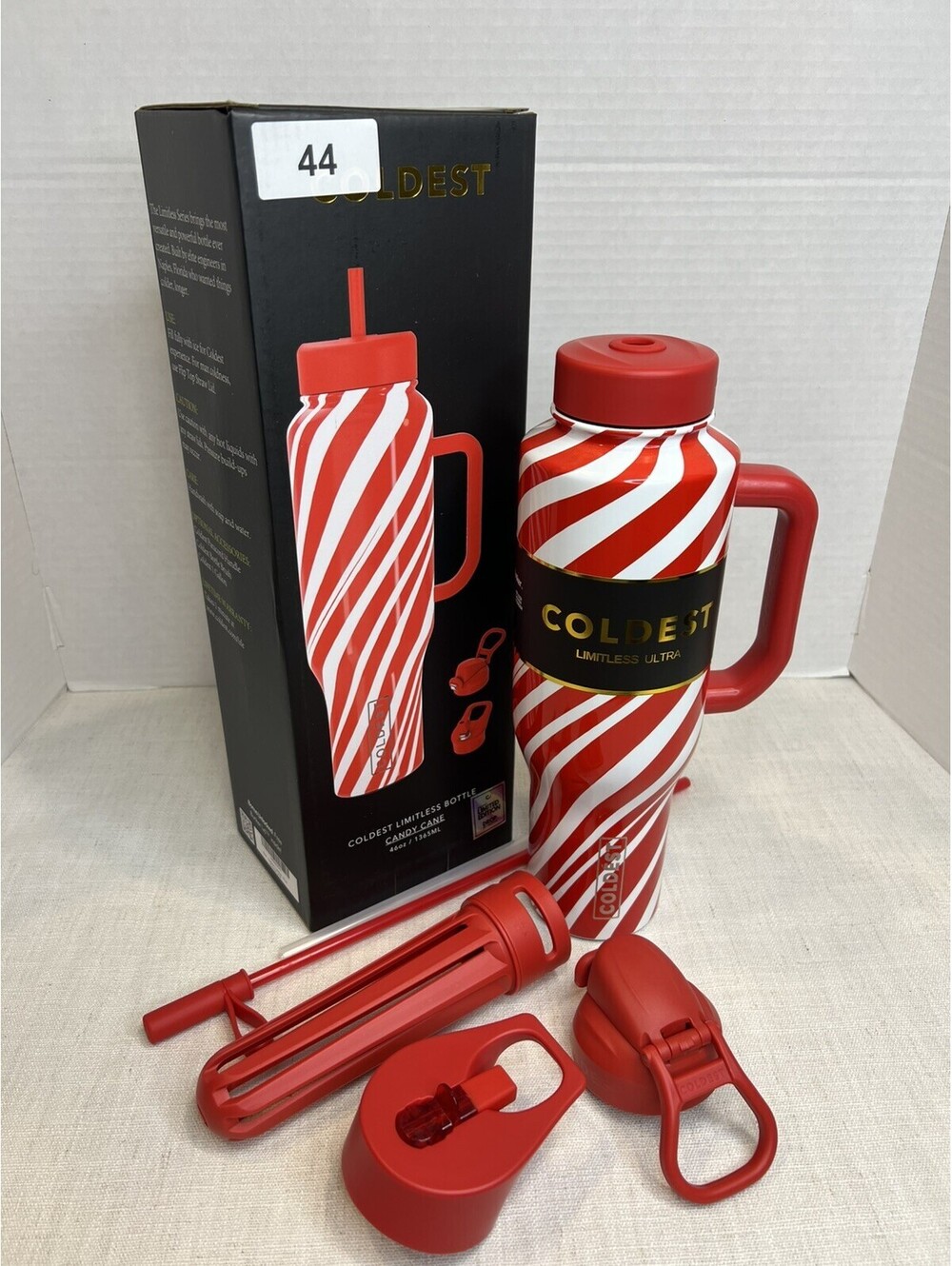 Coldest Limitless Ultra 46oz Stainless Tumbler Candy Cane Handle Straw Lid